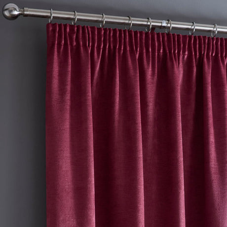 Galaxy Dim Out Woven Thermal Pencil Pleat Curtains - Wine Light Filtering - Galaxy Pencil Pleat Curtains In Wine 2