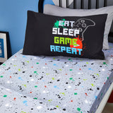 Game 28cm Deep Glow in the Dark Kids Gaming Fitted Sheet - Black