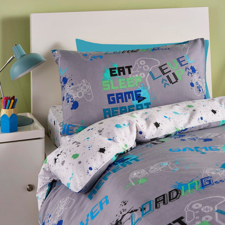 Game Glow in the Dark Kids Gaming Duvet Cover Set - Grey - Game Glow Duvet Cover Set In Grey 3