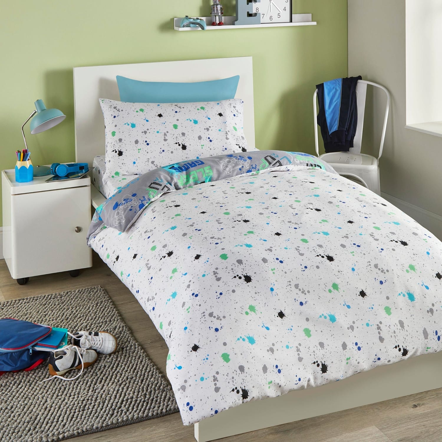 Game Glow in the Dark Kids Gaming Duvet Cover Set - Grey - Game Glow Duvet Cover Set In Grey 4