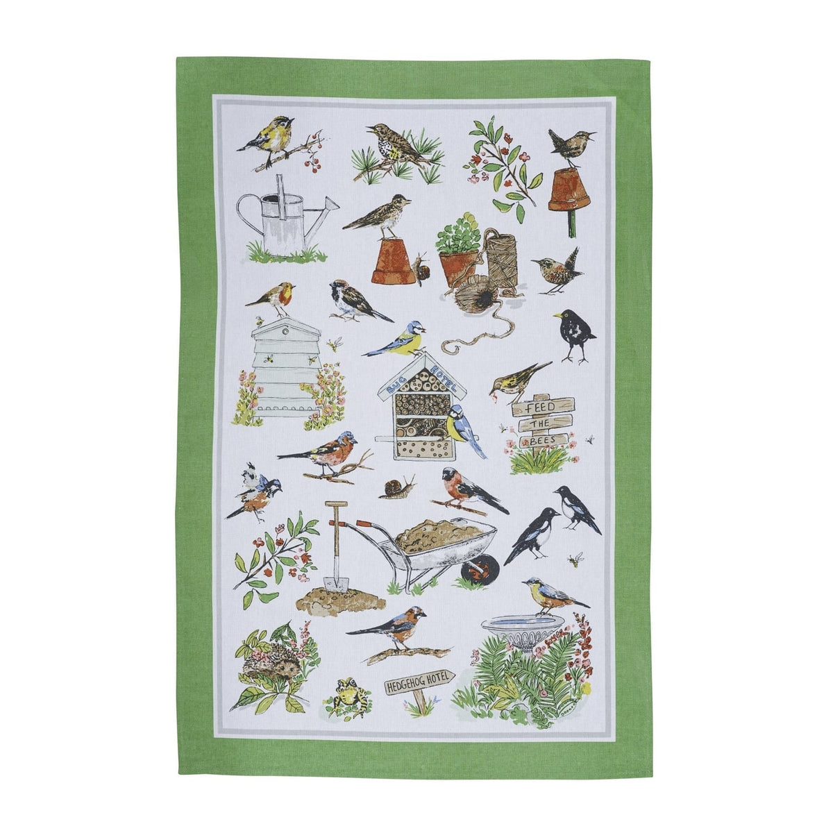 Ulster Weavers Garden Birds 100% Cotton Tea Towel Green