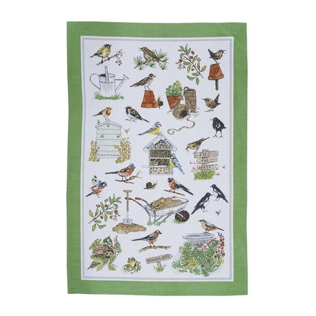 Ulster Weavers Garden Birds 100% Cotton Tea Towel Green