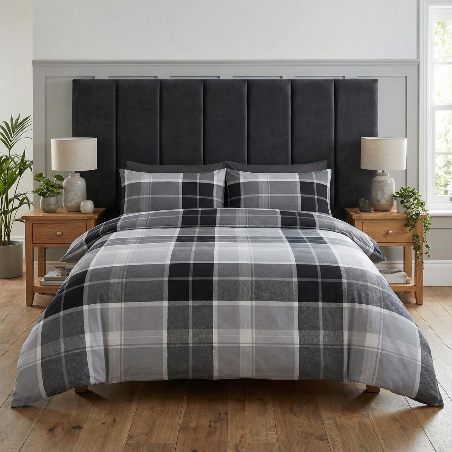 Argyle Duvet Cover Set - Silver Grey