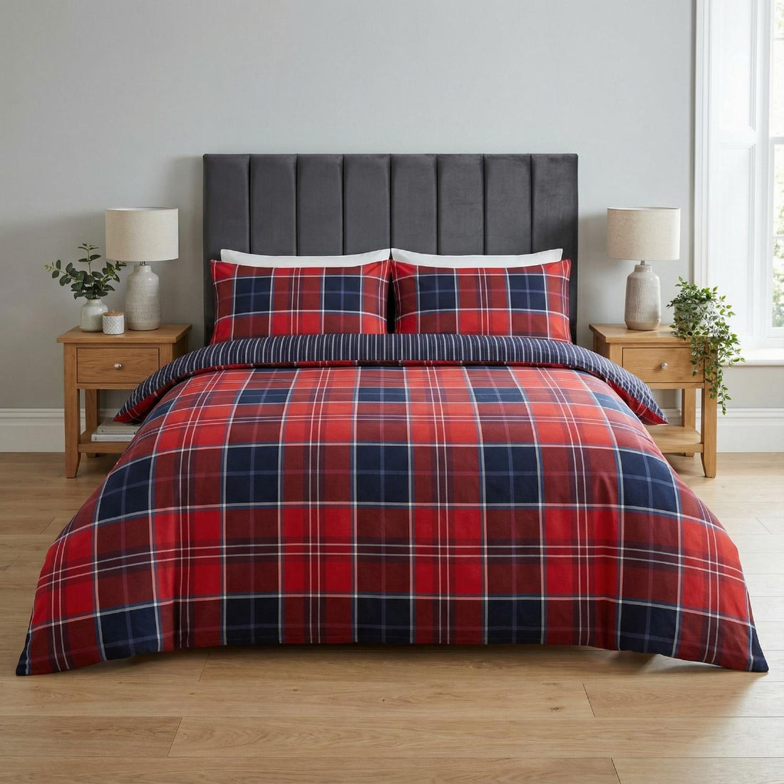 Argyle Red Duvet Cover Bedding Set
