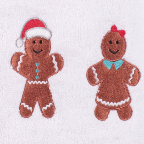 Gingerbread Festive Christmas Hand Towel Pair - Gingerbread Christmas Hand Towel 2 Pack In White 50 X 90Cm 2