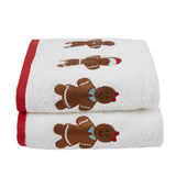 Gingerbread Festive Christmas Hand Towel Pair - Gingerbread Christmas Hand Towel 2 Pack In White 50 X 90Cm 3