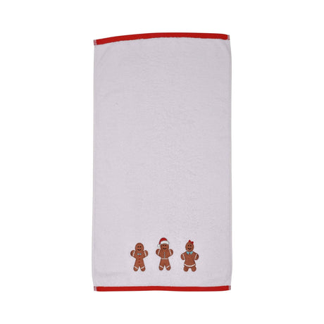 Gingerbread Festive Christmas Hand Towel Pair - Gingerbread Christmas Hand Towel 2 Pack In White 50 X 90Cm 4