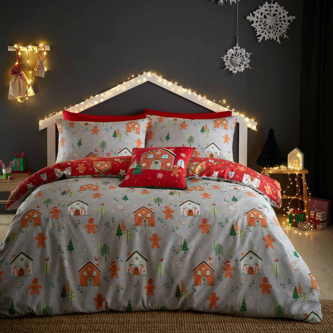 Gingerbread House Christmas Polycotton Duvet Cover Set