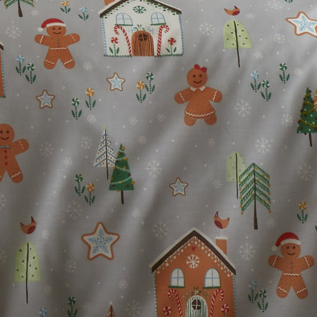 Gingerbread House Christmas Polycotton Duvet Cover Set - Gingerbread House Christmas Duvet Cover Set In Grey 3