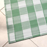 Gingham Check Pattern Outdoor Rug 120cm x 170cm - Gingham Outdoor Rug In Green 120 X 170Cm 2