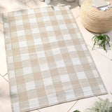 Gingham Check Pattern Outdoor Rug 120cm x 170cm - Gingham Outdoor Rug In Natural 120 X 170Cm 1