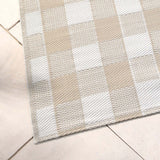 Gingham Check Pattern Outdoor Rug 120cm x 170cm - Gingham Outdoor Rug In Natural 120 X 170Cm 2