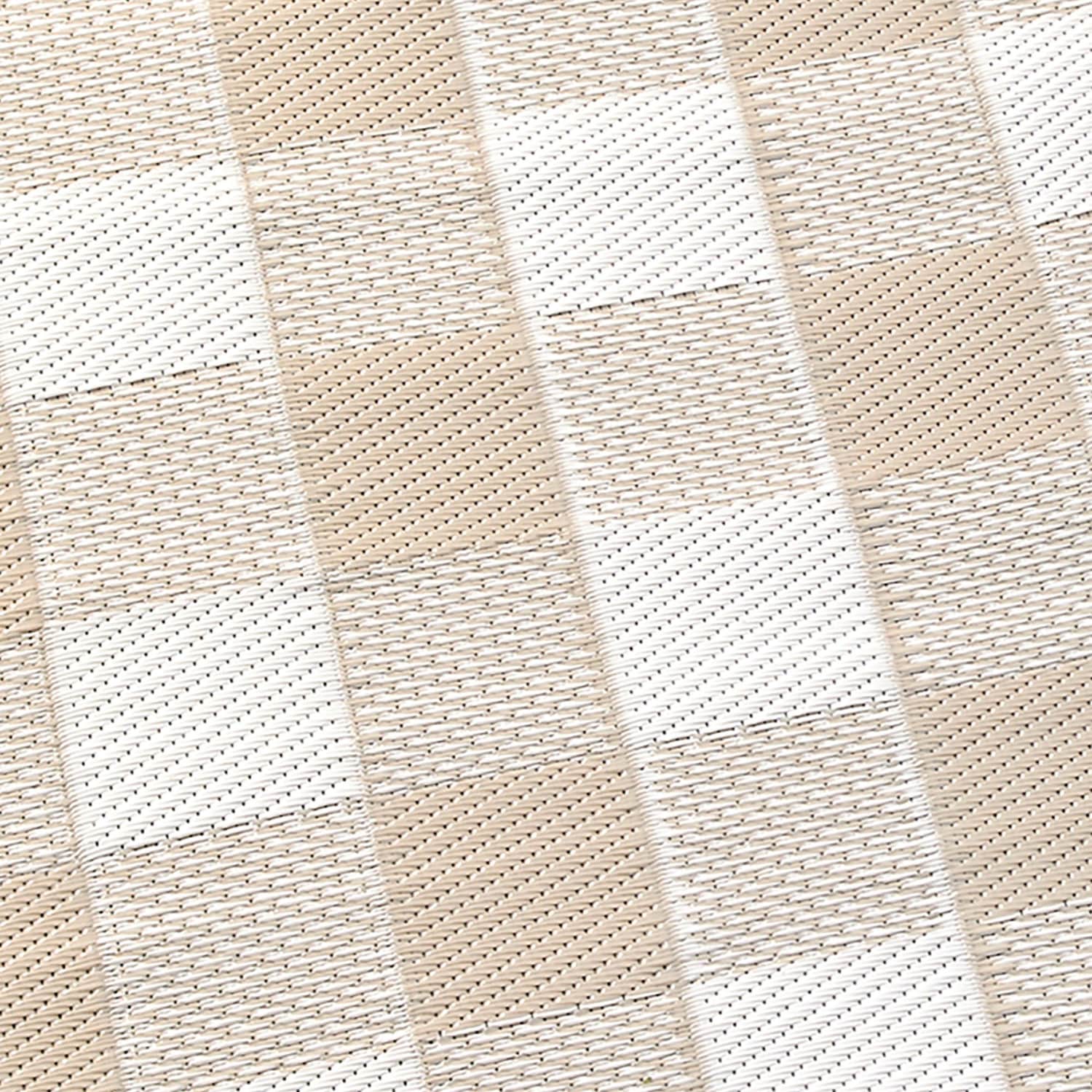 Gingham Check Pattern Outdoor Rug 120cm x 170cm - Gingham Outdoor Rug In Natural 120 X 170Cm 3