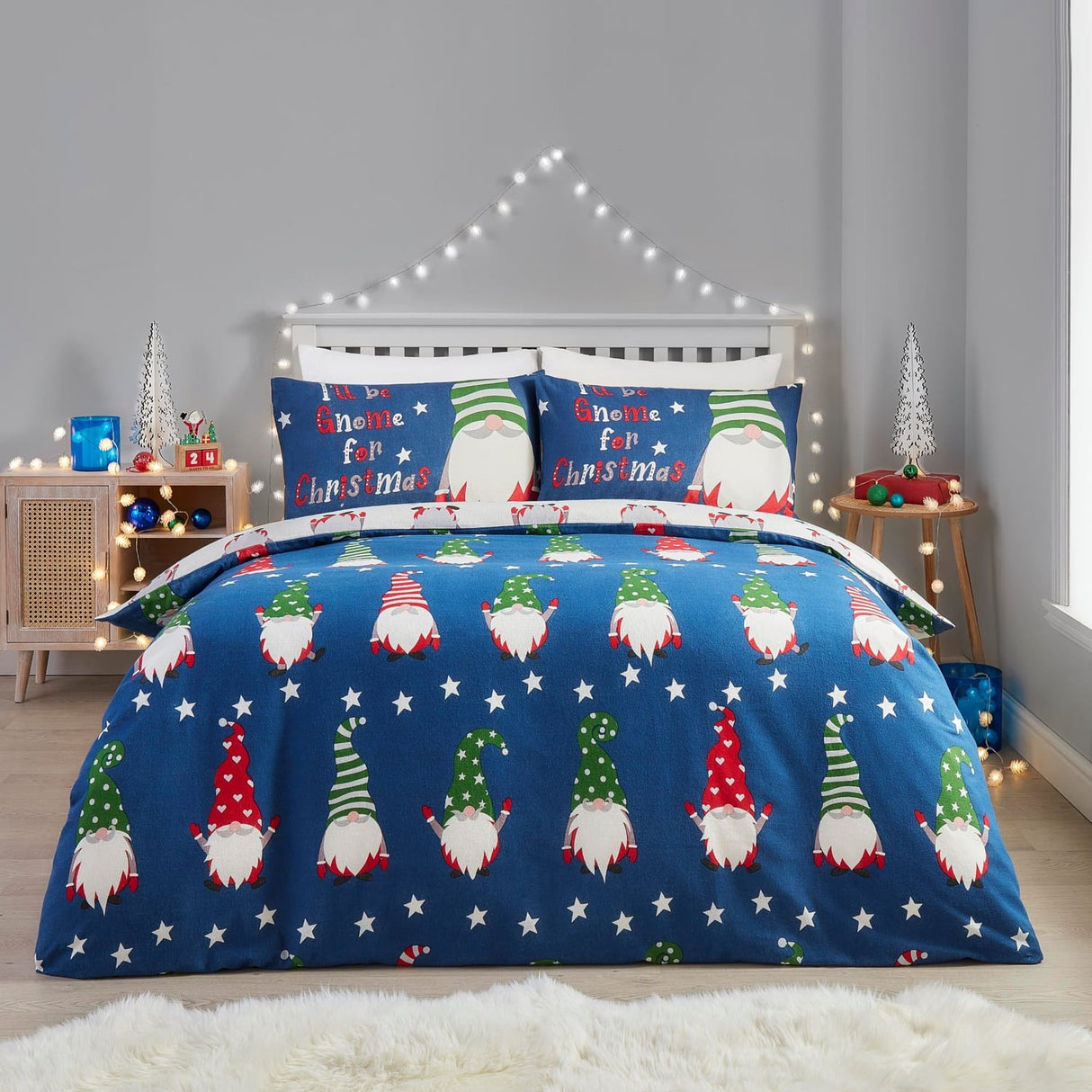 Gnome for Christmas Festive Polycotton Duvet Cover Set