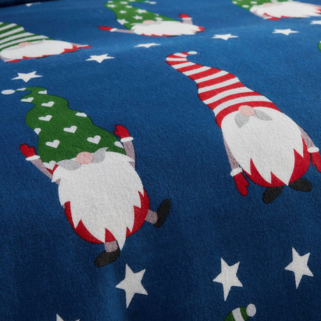 Gnome for Christmas Festive Polycotton Duvet Cover Set - Gnome For Christmas Duvet Cover Set In Navy 4