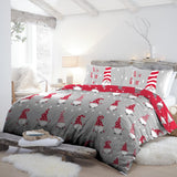 Gnome for Christmas Festive Polycotton Duvet Cover Set - Gnome For Christmas Duvet Cover Set In Silver 1