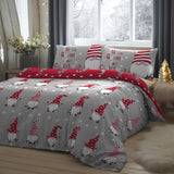 Gnome for Christmas Festive Polycotton Duvet Cover Set - Gnome For Christmas Duvet Cover Set In Silver 3