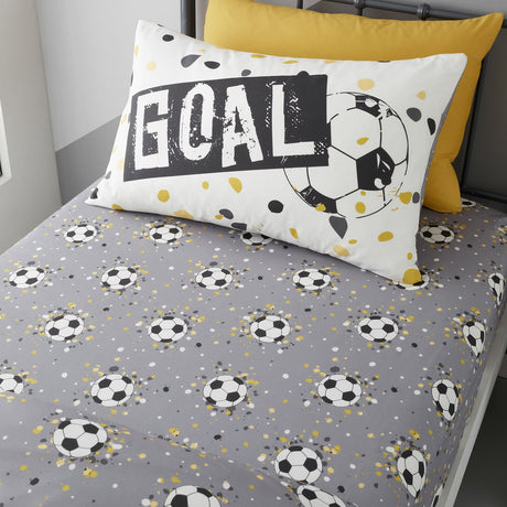 Goal Football Single Fitted Sheet Gold 25cm Deep - Gold