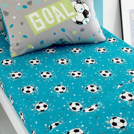 Goal Football Single Fitted Sheet Gold 25cm Deep - Grey
