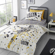 Goal Football Print Gold Duvet Cover Set - Gold