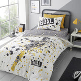 Goal Football Print Gold Duvet Cover Set - Gold