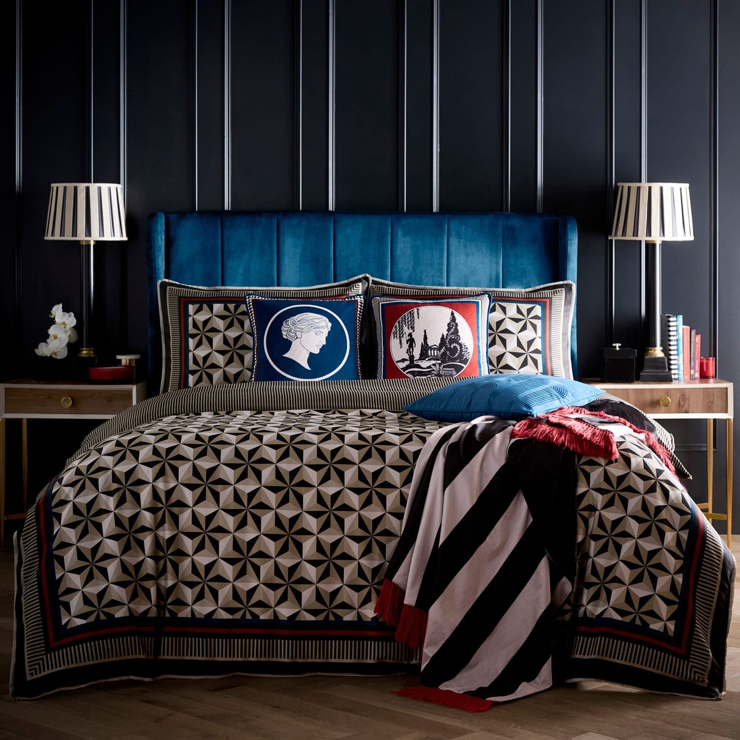 Laurence Llewelyn-Bowen Goddess Teal Grecian Print Filled Cushion - Goddess Cushion In Teal 43 X 43Cm 5