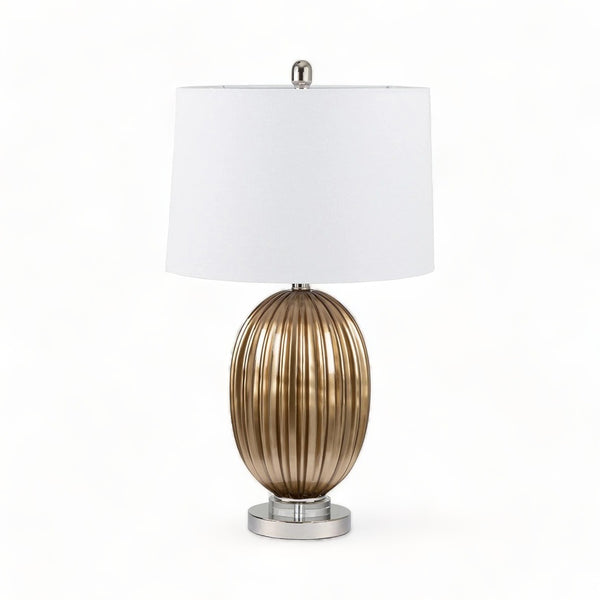 Gold Ribbed Glass Table Lamp 67cm