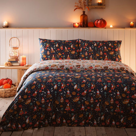 Gonks & Friends Navy Halloween Microfibre Duvet Cover Set - Gonks And Friends Christmas Duvet Cover Set In Natural 3