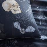 Gothic Skulls Black Polycotton Duvet Cover Set - Gothic Skulls Halloween Duvet Cover Set In Black 3