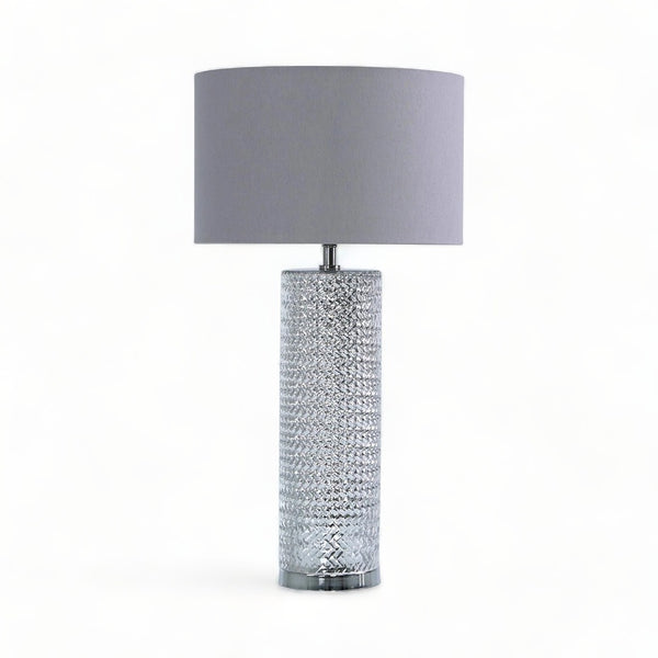 Grey Dimpled Glass Table Lamp 60cm