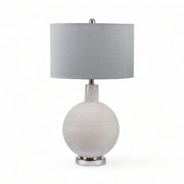 Grey Ripple Globe Table Lamp 72cm
