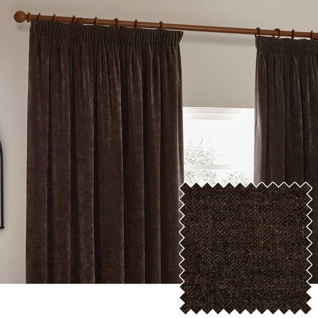 Heavy Chenille Lined Tape Top Pencil Pleat Curtains by Yard