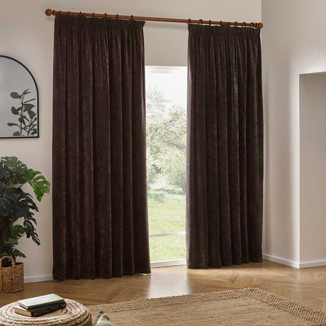 Heavy Chenille Lined Tape Top Pencil Pleat Curtains by Yard