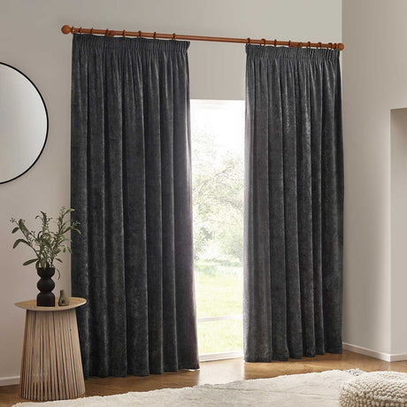 Heavy Chenille Lined Tape Top Pencil Pleat Curtains by Yard