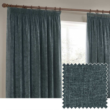 Heavy Chenille Lined Tape Top Pencil Pleat Curtains by Yard