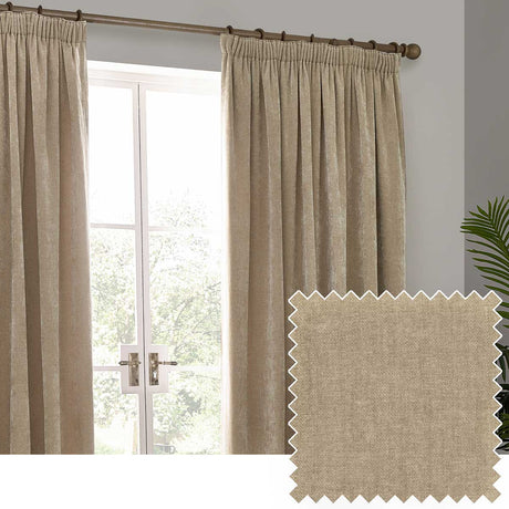 Heavy Chenille Lined Tape Top Pencil Pleat Curtains by Yard