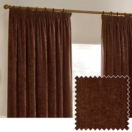 Heavy Chenille Lined Tape Top Pencil Pleat Curtains by Yard