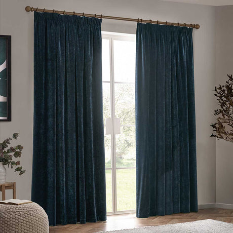 Heavy Chenille Lined Tape Top Pencil Pleat Curtains by Yard