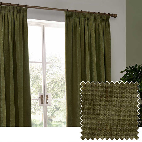 Heavy Chenille Lined Tape Top Pencil Pleat Curtains by Yard