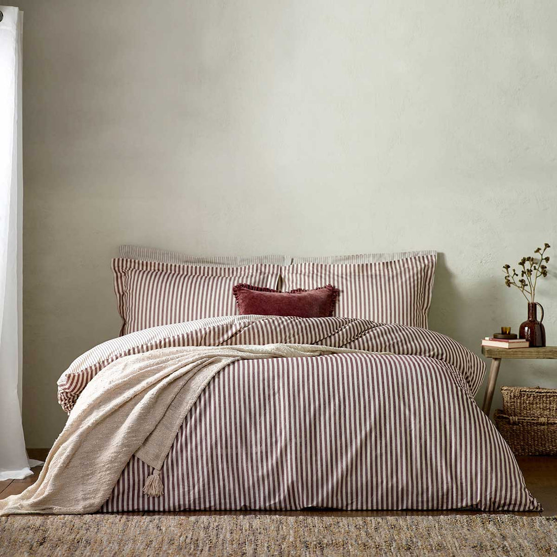 Hebden Beetroot 100% Cotton Duvet Cover Bedding Set