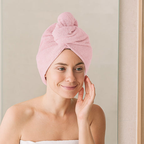 Catherine Lansfield Quick Dry Hair Turbans Pack of 2 - Pink