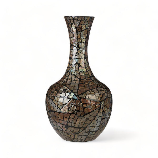 Handcrafted Shell Bamboo Bottle Vase - Black 57cm