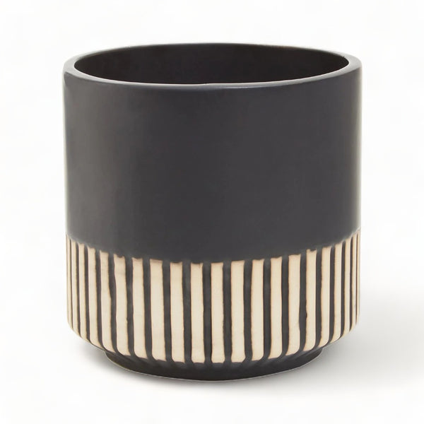 Handcrafted Black and Gold Plant Pot 13cm