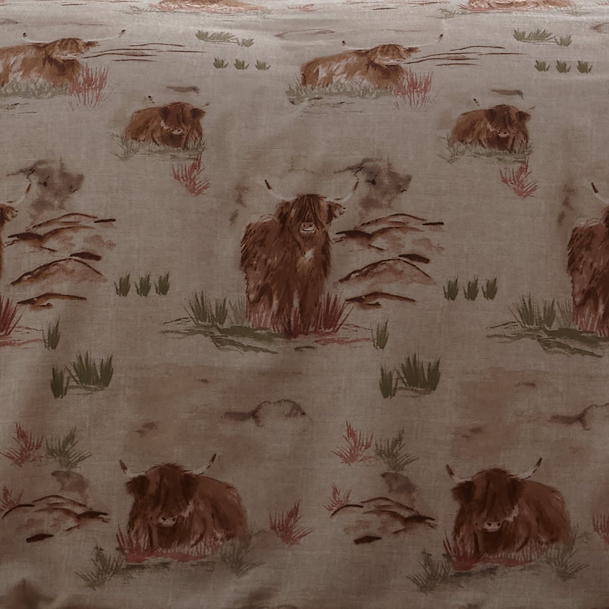 Hanson Cow Brushed Cotton Flannelette Duvet Cover Set - Hanson Highland Cow Duvet Cover Set In Terracotta 3