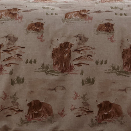 Hanson Cow Brushed Cotton Flannelette Duvet Cover Set - Hanson Highland Cow Duvet Cover Set In Terracotta 3
