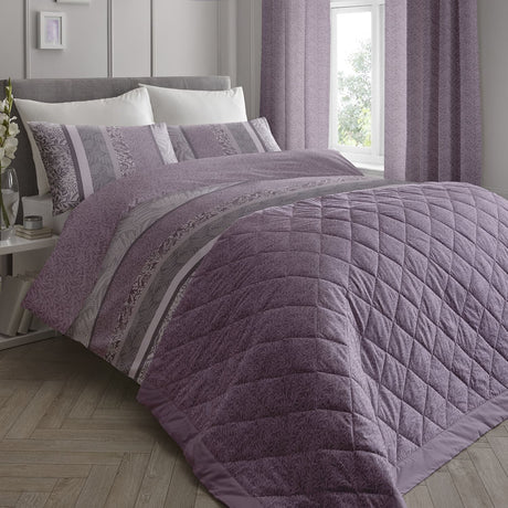 Hanworth Floral Leaf Bedspread Heather 229 x 195cm - Hanworth Bedspread In Heather 229 X 195Cm 2