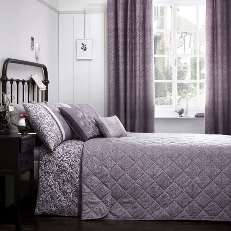 Hanworth Floral Leaf Bedspread Heather 229 x 195cm - Hanworth Bedspread In Heather 229 X 195Cm 3
