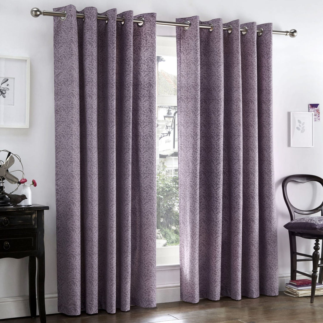 Hanworth Lined Heather Dimout Eyelet Curtains