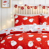 Happy Santa Christmas Microfibre Duvet Cover Set - Happy Santa Christmas Duvet Cover Set In Red 2