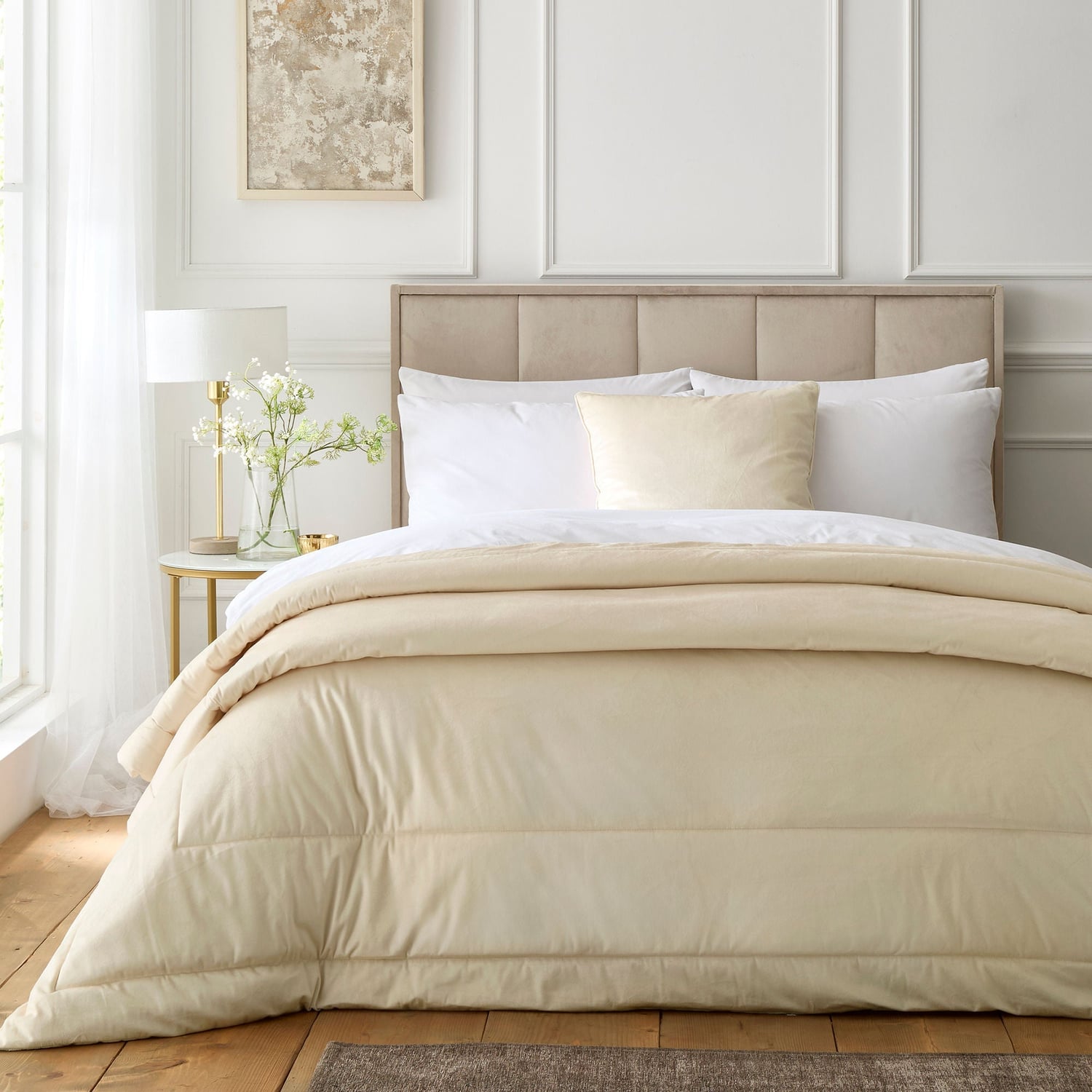 Harlan Cream Plain Filled Cushion - Cream